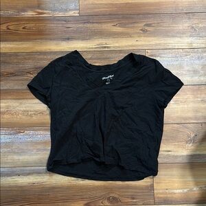 Black V-Neck Women's Top